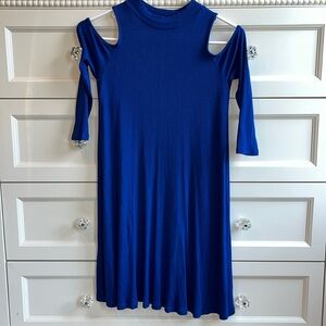 Blue High-Neck Dress